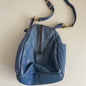 Blue faux leather shoulder purse